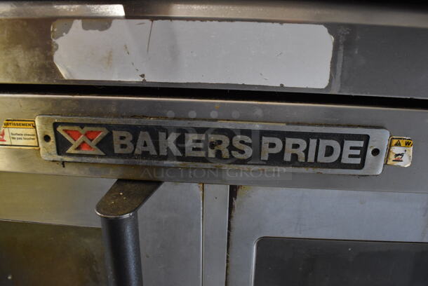 2 Bakers Pride Commercial Stainless Steel Natural Gas Powered Double Stack 2 Glass Door Convection Ovens With Steel Racks on Commercial Casters. 2 Times You Bid! - Image 4 of 10