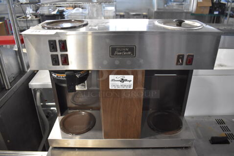 Bunn VPS Stainless Steel Commercial Countertop 2 Burner Coffee Machine w/ Poly Brew Basket. 120 Volts, 1 Phase. 23x8x19