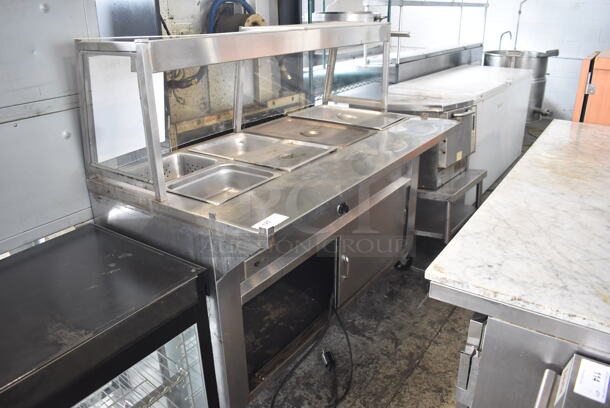 Commercial Stainless Steel Electric Powered Steam Table With Overshelf And 6 Drop-In Steel Bins In Various Sizes And Refrigerated Base. 208V/1 Phase - Image 2 of 8