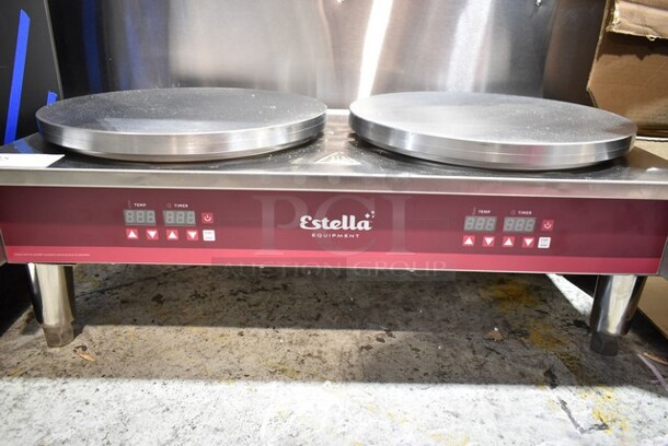 BRAND NEW SCRATCH AND DENT! 2023 Estella 348CMX16DBLM Stainless Steel 16" Double Crepe Maker. 240 Volts, 1 Phase.  - Image 4 of 5