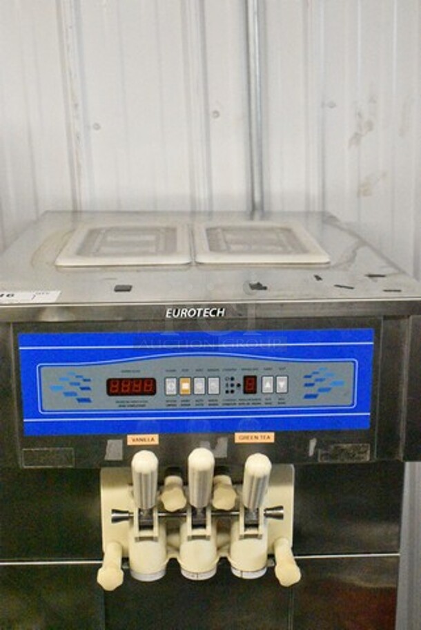 Eurotech OP138CS Stainless Steel Commercial Floor Style Air Cooled 2 Flavor w/ Twist Soft Serve Ice Cream Machine on Commercial Casters. 220 Volts, 1 Phase. - Image 6 of 9