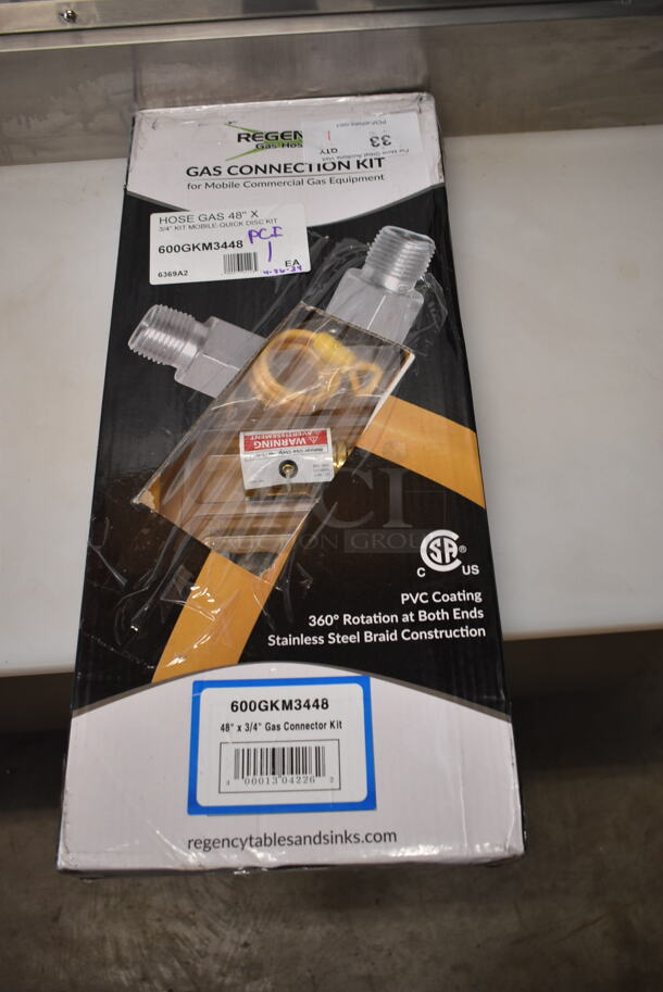 BRAND NEW SCRATCH AND DENT! Regency 600GKM3448 48" Mobile Gas Connector Hose Kit with 2 Elbows, Full Port Valve, Restraining Device, and Quick Disconnect - 3/4" - Image 2 of 5