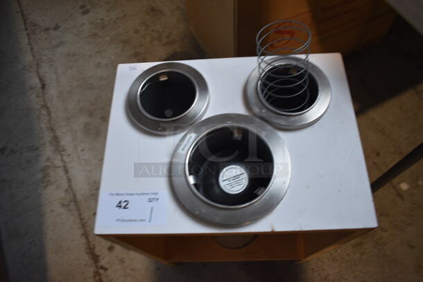 Wooden Unit w/ 3 Metal Cup Dispenser Chutes. 15.5x12x24 - Image 2 of 4