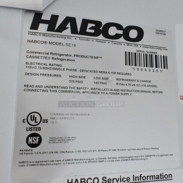 2019 Habco SE18 Metal Commercial Single Door Reach In Cooler Merchandiser w/ Poly Coated Racks. 115 Volts, 1 Phase. Tested and Working! - Image 4 of 4