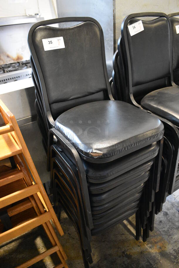 8 Black Metal Stackable Banquet Chairs w/ Black Cushions. 18x20x33. 8 Times Your Bid! - Image 3 of 4