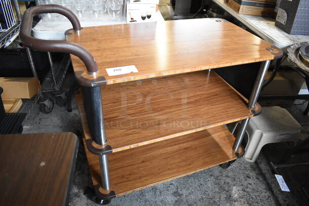 Wooden and Metal 3 Tier Cart w/ Push Handle on Commercial Casters. 41x21x36.5 - Image 3 of 6