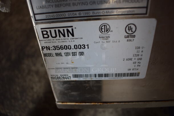2014 Bunn MHG Stainless Steel Commercial Countertop 2 Hopper Coffee Bean Grinder. 120 Volts, 1 Phase. Tested and Working! - Image 4 of 4