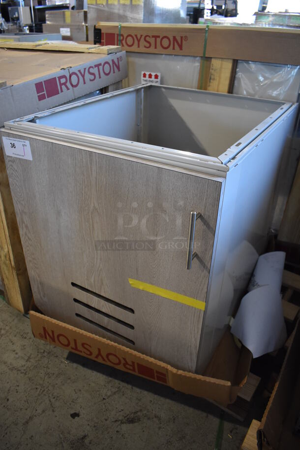 BRAND NEW! Royston Gray Wood Pattern Single Door Cabinet. 24x30x26.5 - Image 2 of 5