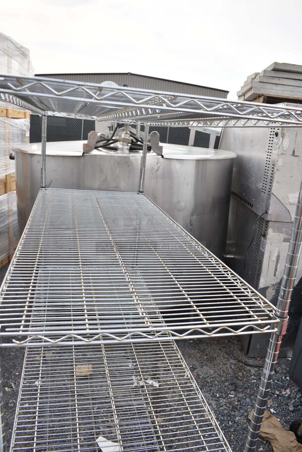 Chrome Finish 4 Tier Wire Shelving Unit. BUYER MUST DISMANTLE. PCI CANNOT DISMANTLE FOR SHIPPING. PLEASE CONSIDER FREIGHT CHARGES.  - Image 4 of 4