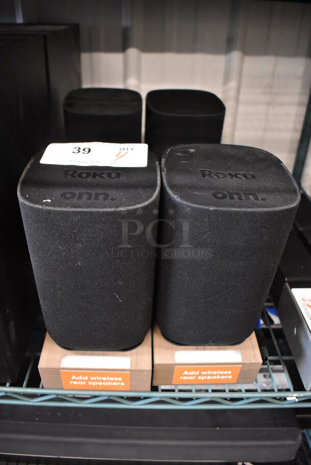 4 Onn Roku Speakers. 5x11x9.5. 4 Times Your Bid!