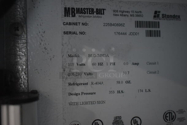 Master-Bilt BLG-74HDA Metal Commercial 3 Door Reach In Freezer Merchandiser w/ Poly Coated Racks. 208-230 Volts, 1 Phase. Tested and Working! - Image 8 of 8