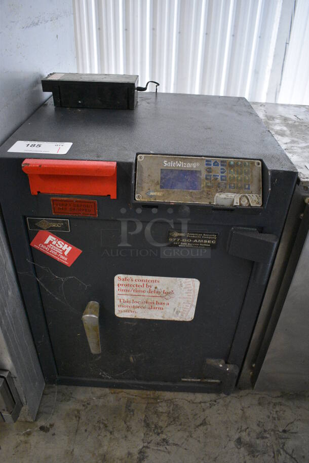 Amsec Safe Wizard Metal Floor Style Safe w/ Deposit Drawer. Does Not Come w/ Combination. 20x18x27.