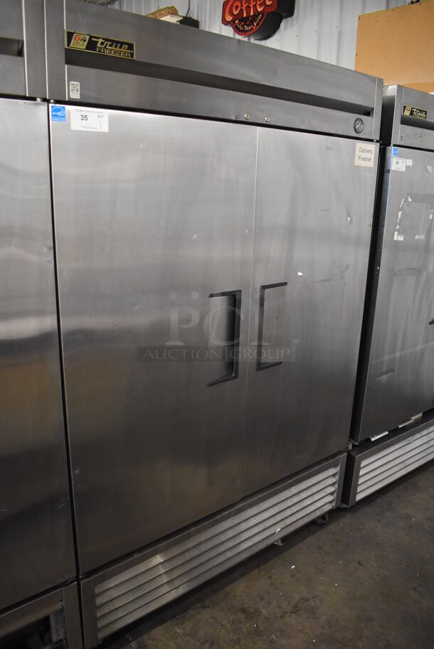 2013 True T-49F ENERGY STAR Stainless Steel Commercial 2 Door Reach In Freezer w/ Poly Coated Racks on Commercial Casters. 115 Volts, 1 Phase. 54x30x83. Tested and Working! - Image 2 of 6