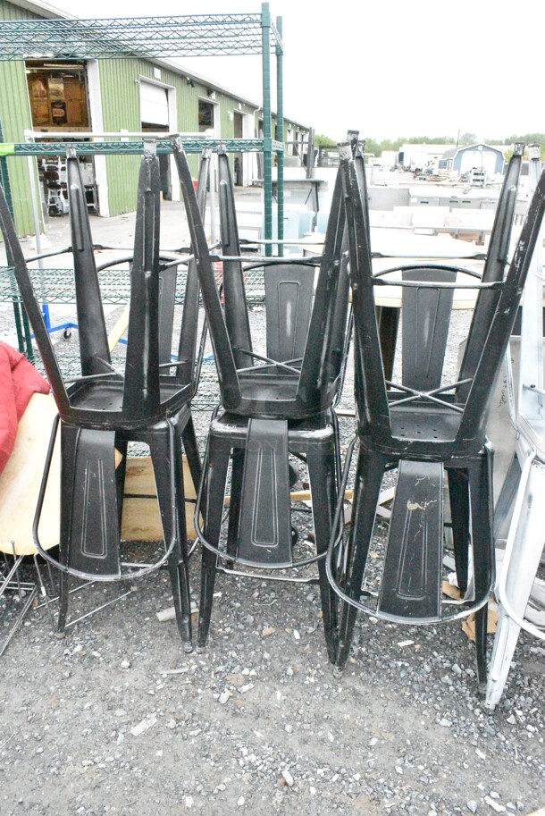15 Metal Bar Height Tolix Style Chairs Including Black, White and Silver Finish. 15 Times Your Bid!  - Image 3 of 8