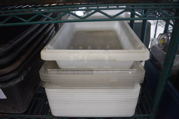 ALL ONE MONEY! Lot of Poly Bin and 22 Poly Lids! 12x18x3, 12x18x1 - Image 1 of 3