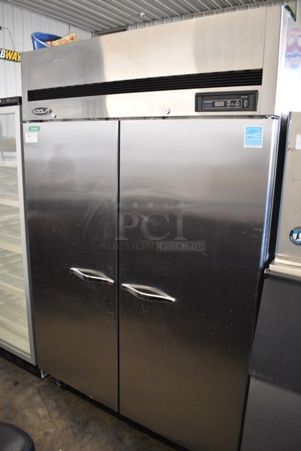 Kool-It Model KTSF-2 Stainless Steel Commercial 2 Door Reach In Freezer w/ Poly Coated Racks on Commercial Casters. 115 Volts, 1 Phase. 54x32.5x81.5. Tested and Working! - Image 2 of 7