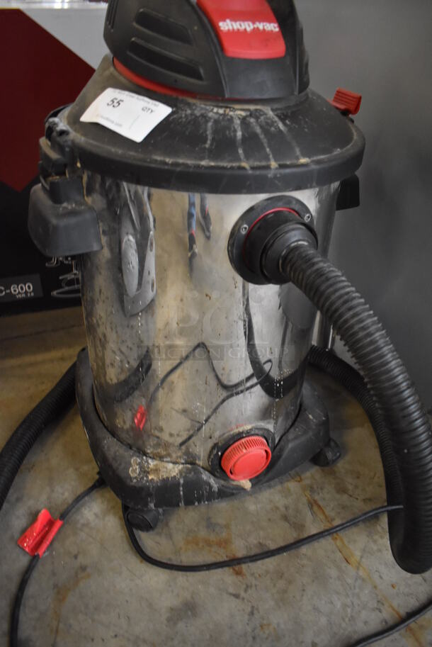 Shop Vac Red and Black Poly Wet Dry Vacuum Cleaner. 18x17x28. Tested and Working! - Image 5 of 6