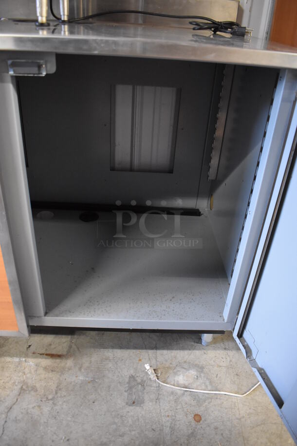 2011 Duke SUB-P-48M Stainless Steel Commercial 2 Wood Pattern Door Counter w/ Back Splash. 48x30x40 - Image 5 of 6