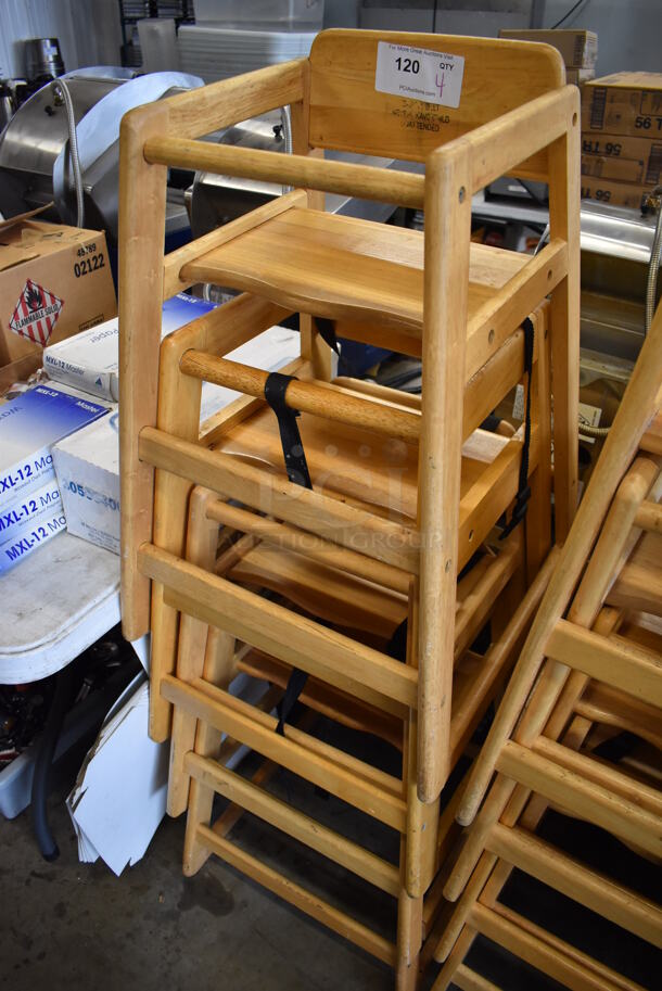 4 Wooden High Chairs. 19x20x29. 4 Times Your Bid! - Image 2 of 4