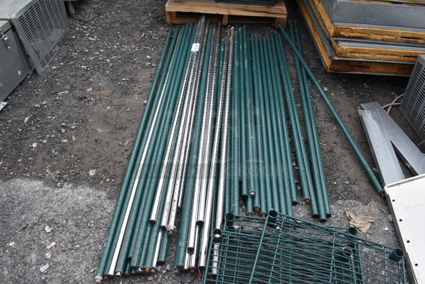 ALL ONE MONEY! Lot of 46 Various Chrome and Green Finish Poles. Includes 74" - Image 3 of 3