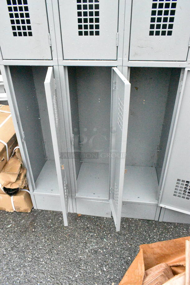 BRAND NEW SCRATCH AND DENT! Regency 600LC32125AG Space Solutions Gray 36" x 15" x 78" 3 Wide, 2 Tier Locker - Assembled  - Image 5 of 6
