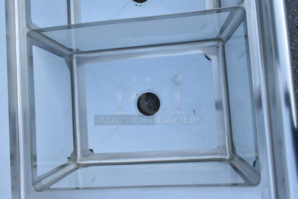 BRAND NEW SCRATCH AND DENT! Steelton 522CS31824LR Stainless Steel Commercial 3 Bay Sink w/ Dual Drain Boards. Bays 18x24. Drain Boards 16x26. No Legs.  - Image 7 of 9