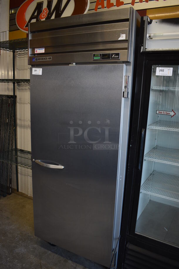 Beverage Air Model ER34-1 E Series ENERGY STAR Stainless Steel Commercial Wide Single Door Reach In Cooler w/ Poly Coated Racks on Commercial Casters. 115 Volts, 1 Phase. 35x34x84.5. Tested and Powers On But Does Not Get Cold - Image 2 of 6