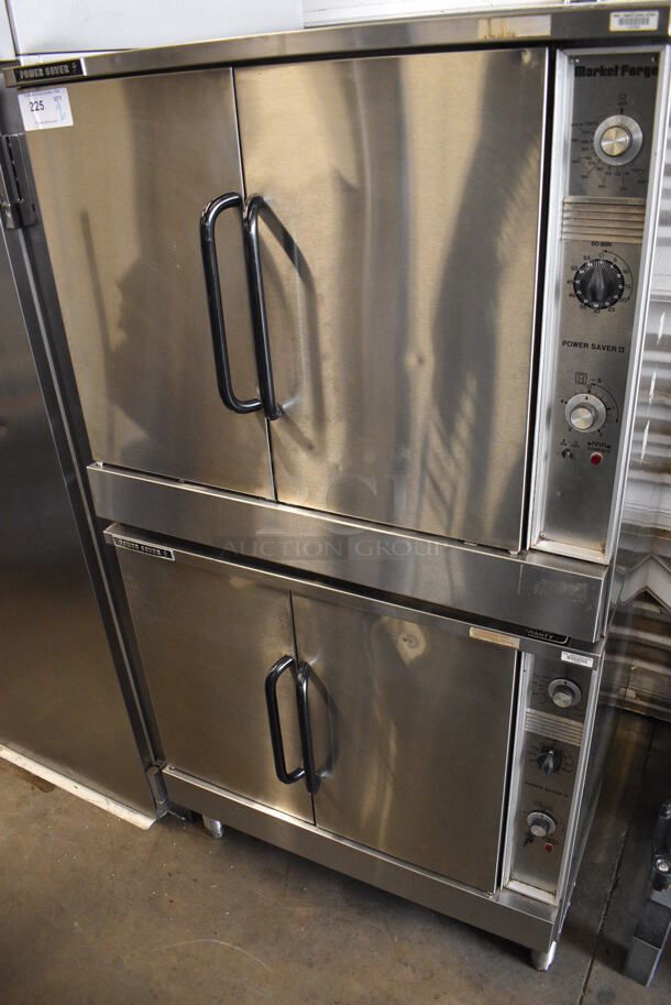 2 Market Forge Power Saver II Stainless Steel Commercial Convection Oven w/ Solid Doors, Metal Oven Racks and Thermostatic Controls. 208-240 Volts. 36x37x69.5. 2 Times Your Bid!