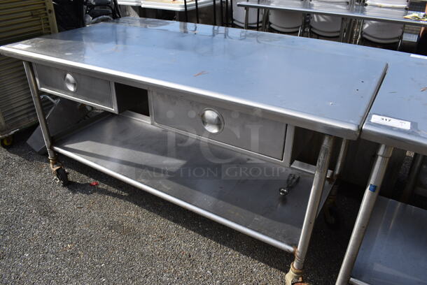 Stainless Steel Table w/ 2 Drawers and Under Shelf on Commercial Casters. 72x30x36 - Image 6 of 6