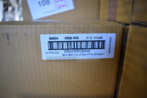 6 BRAND NEW! Boxes of 12 Winco DDSD-101S Stainless Steel Mini 2" Milk Cans. Total of 72. 2.75x2x2. 6 Times Your Bid! - Image 4 of 4