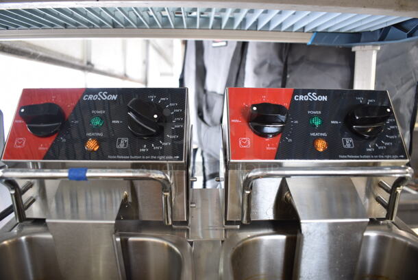 2024 Crosson CF-20 Stainless Steel Commercial Countertop Electric Powered 2 Bay Fryer w/ 2 Metal Fry Baskets. 120 Volts, 1 Phase. - Image 5 of 7