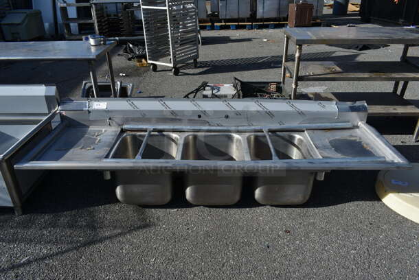 BRAND NEW SCRATCH AND DENT! Eagle 414-16-3-18 Three 16" Bowl Stainless Steel Commercial Compartment Sink with Two 18" Drainboards - Image 1 of 6