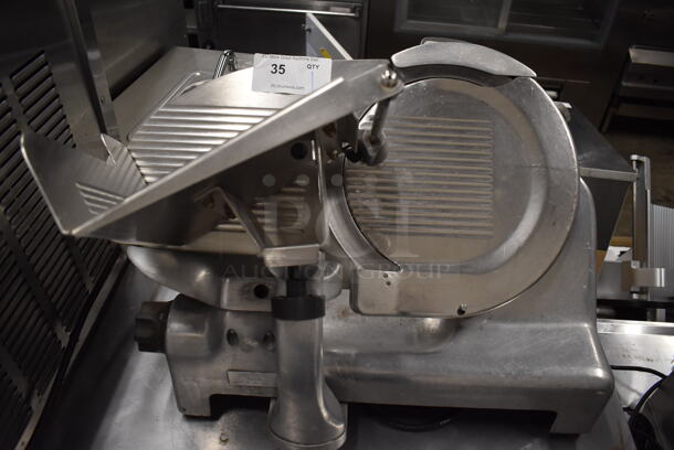 Berkel Stainless Steel Commercial Countertop Meat Slicer. 115 Volts, 1 Phase. 19x25x21. Tested and Powers On But Parts Do Not Move - Image 2 of 6