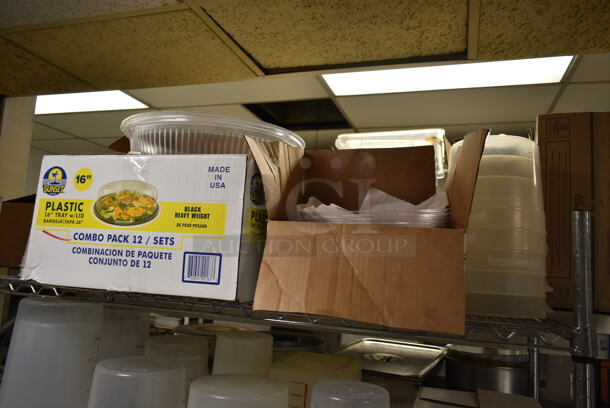Metro Chrome Finish 5 Tier Wire Shelving Unit w/ Contents Including Poly Bins. BUYER MUST REMOVE: BUYER MUST DISMANTLE. PCI CANNOT DISMANTLE FOR SHIPPING. PLEASE CONSIDER FREIGHT CHARGES. (ice room) - Image 6 of 6