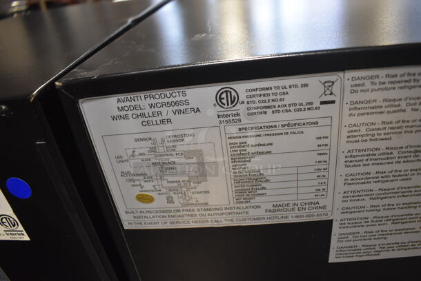 BRAND NEW SCRATCH AND DENT! Avanti WCR506SS Metal Wine Chiller Merchandiser. 115 Volts, 1 Phase. 23x23.5x34. Tested and Working! - Image 8 of 8