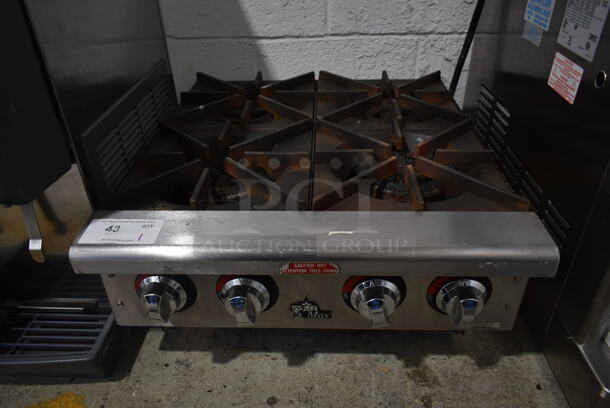 Star Max Stainless Steel Commercial Countertop Natural Gas Powered 4 Burner Range. 