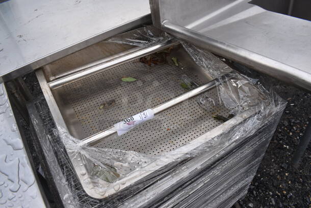 Metal Commercial Transport Pan Rack w/ Pans and Sink Strainer on Commercial Casters. 21x26x31 - Image 2 of 3