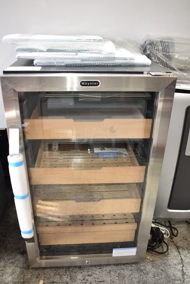 BRAND NEW SCRATCH AND DENT! Whynter CHC-421HC 4.2 cu.ft. Cigar Cabinet Cooler and Humidor with Humidity Temperature Control and Spanish Cedar Shelves. 115 Volts, 1 Phase. Tested and Working! - Image 2 of 6