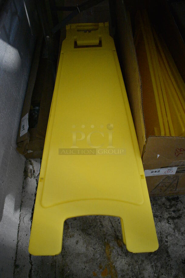 6 BRAND NEW IN BOX! Rubbermaid Yellow Poly Caution Signs. 12x1x37. 6 Times Your Bid!