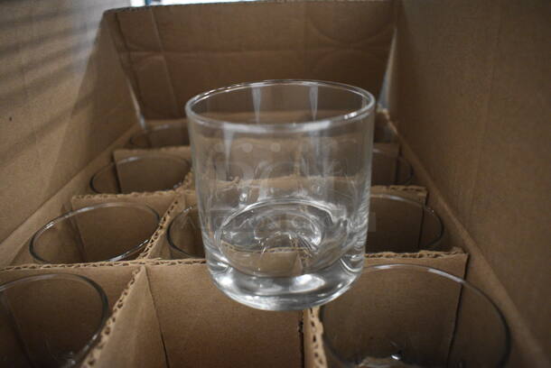 12 BRAND NEW IN BOX! Crisa Rocks Glasses. 3.25x3.25x3.25. 12 Times Your Bid!