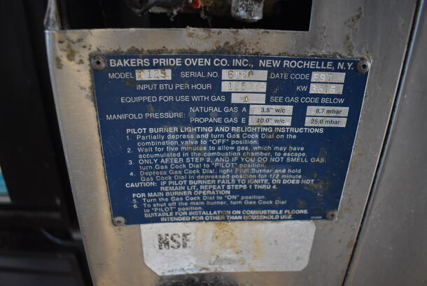 2 Bakers Pride D125 Stainless Steel Commercial Natural Gas Powered Single Deck Pizza Oven w/ Cooking Stones on Metal Legs. 125,000 BTU. 65.5x43x70. 2 Times Your Bid! - Image 8 of 10