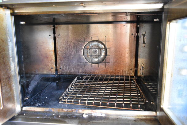 2 2019 Bakers Pride GDCO11G Cyclone Stainless Steel Commercial Natural Gas Powered Full Size Convection Oven w/ View Through Doors, Metal Oven Racks and Thermostatic Controls on Commercial Casters. 2 Times Your Bid!  - Image 6 of 9