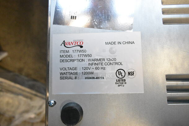 BRAND NEW SCRATCH AND DENT! 2024 Avantco 177W50 Stainless Steel 12" x 20" Full Size Electric Countertop Food Warmer. 120 Volts, 1 Phase. Tested and Working! - Image 5 of 5