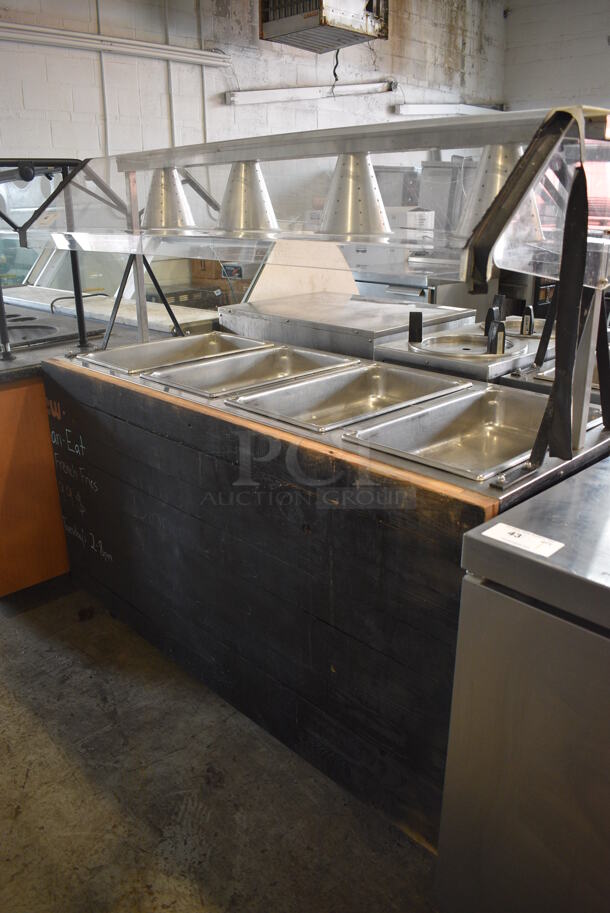 Vollrath Model 3871060 Stainless Steel Commercial 4 Well Steam Table w/ 4 Lamps and Sneeze Guard. 120 Volts, 1 Phase. 60x29x58. Cannot Test Due To Plug Style - Image 2 of 9