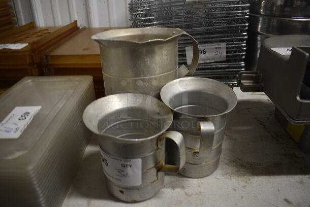 3 Various Metal Pitchers. Includes 8x7x9.5. 3 Times Your Bid!