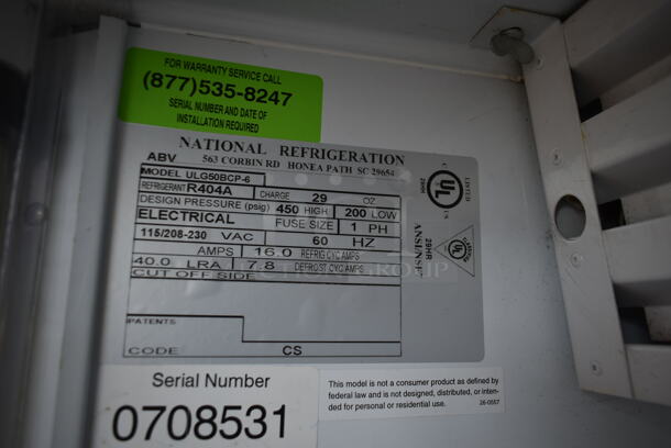 National ULG50BCP-6 Metal Commercial 2 Door Reach In Freezer Merchandiser w/ Poly Coated Racks. 115/208-230 Volts, 1 Phase.  - Image 3 of 4