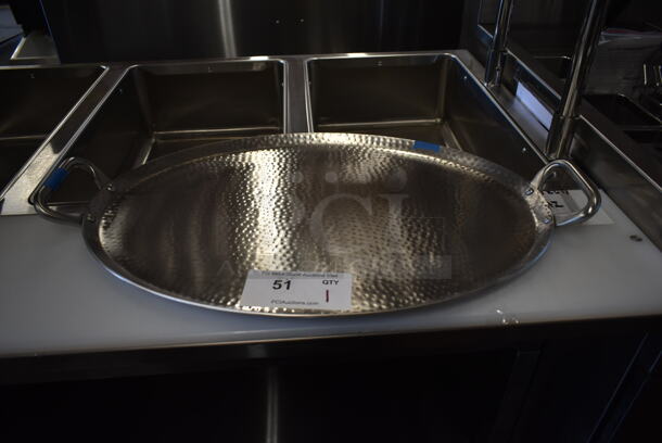 BRAND NEW SCRATCH AND DENT! Hammered Metal Oval Tray w/ Handles.  - Image 1 of 4