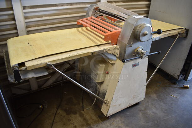 Minipan Iron Works 424 Metal Commercial Floor Style Reversible Dough Sheeter. 220 Volts, 1 Phase.  - Image 1 of 8