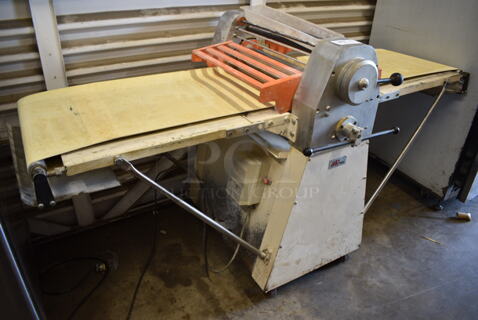 Minipan Iron Works 424 Metal Commercial Floor Style Reversible Dough Sheeter. 220 Volts, 1 Phase. 