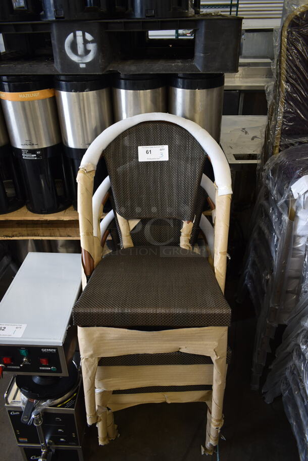 3 BRAND NEW SCRATCH AND DENT! Lancaster Table & Seating 427CSFRBSBRN French Bistro Brown Outdoor Side Chair. 3 Times Your Bid! - Image 2 of 7